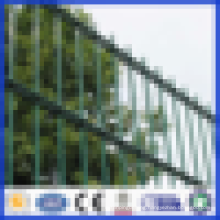 Green PVC Coated Two/Double Horizontal Wire Garden Fence Panel